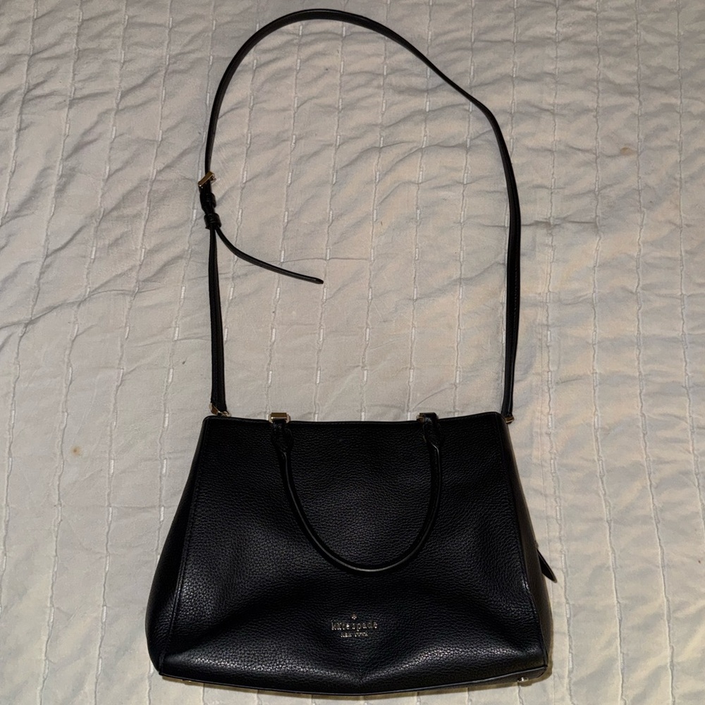 kate spade Black Leather Shoulder Bag with Crossbody Strap